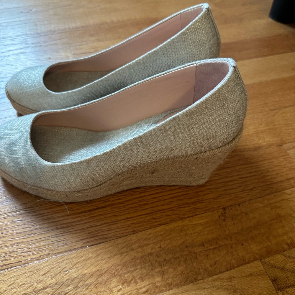 J. Crew Gold Wedge Shoes with Textured Finish